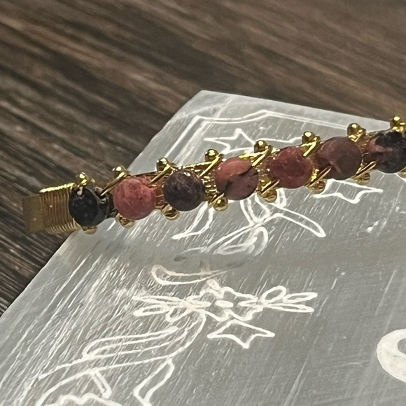 Rhodonite Gold Bangle - Picture 3 of 4